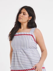 Simply Be White Ric Rac Trim Detail Striped Maxi Dress - Image 3 of 4