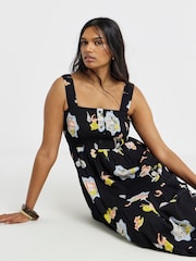 Simply Be Black Crinkle Maxi Dress With Shirred Detail - Image 3 of 4