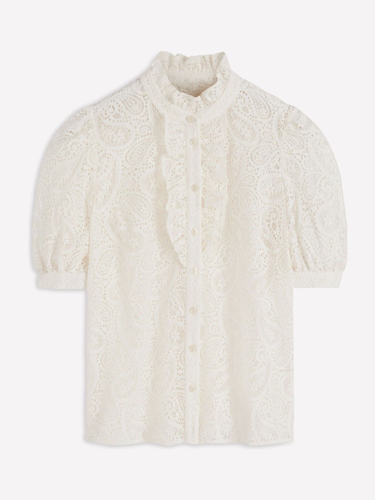 Boden Cream Sasha Short Sleeve Lace Top - Image 1 of 1 Boden Cream Sasha Short Sleeve Lace Top - Image 1 of 1