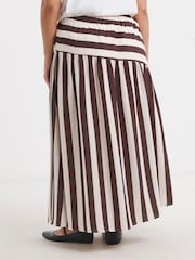 Simply Be Brown Asymmetric Stripe Skirt - Image 2 of 4