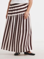 Simply Be Brown Asymmetric Stripe Skirt - Image 3 of 4