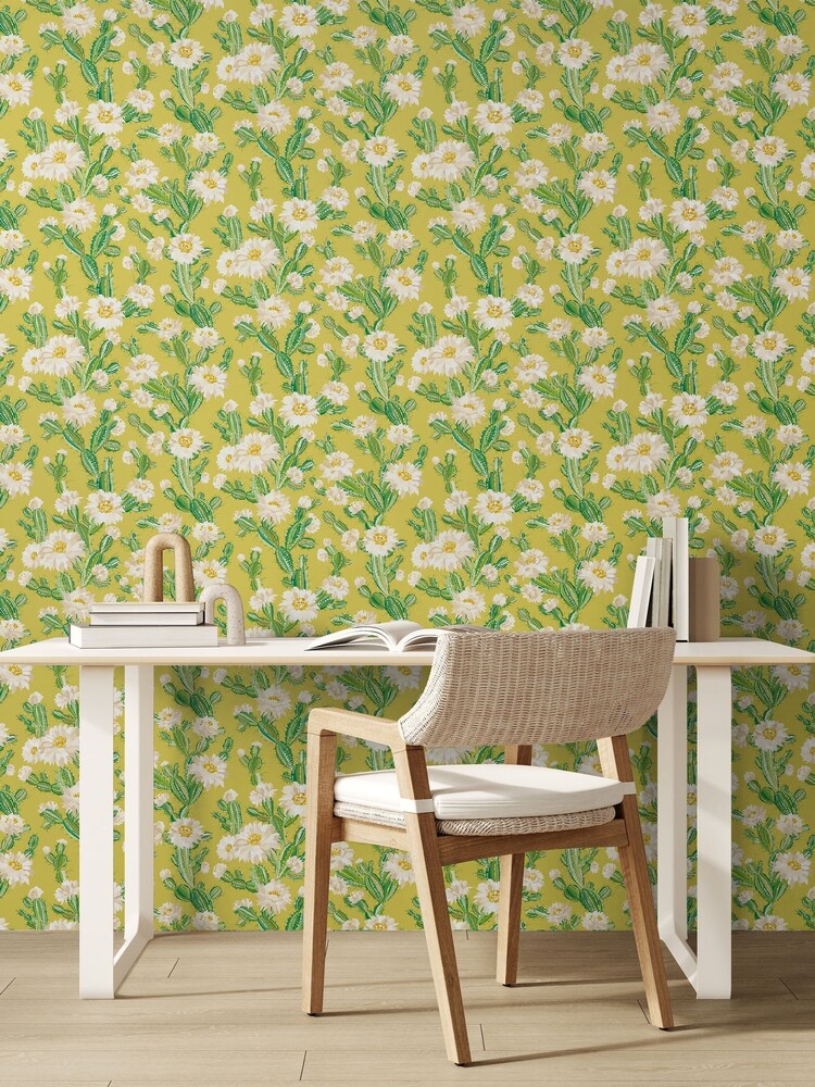 Ohpopsi CHARTREUSE Cactus Bloom 10M Wallpaper - Image 1 of 2