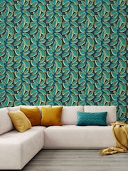 Ohpopsi Midnight Teal Foli 10M Wallpaper - Image 1 of 2