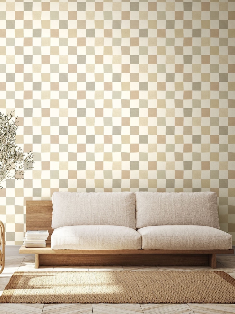 Ohpopsi Linen Mix Disco Check 10M Wallpaper - Image 1 of 2