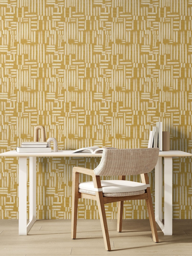 Ohpopsi Ochre Interlace 10M Wallpaper - Image 1 of 2