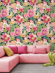 Ohpopsi Midnight Garden Poppies + Pansies 10M Wallpaper - Image 1 of 2