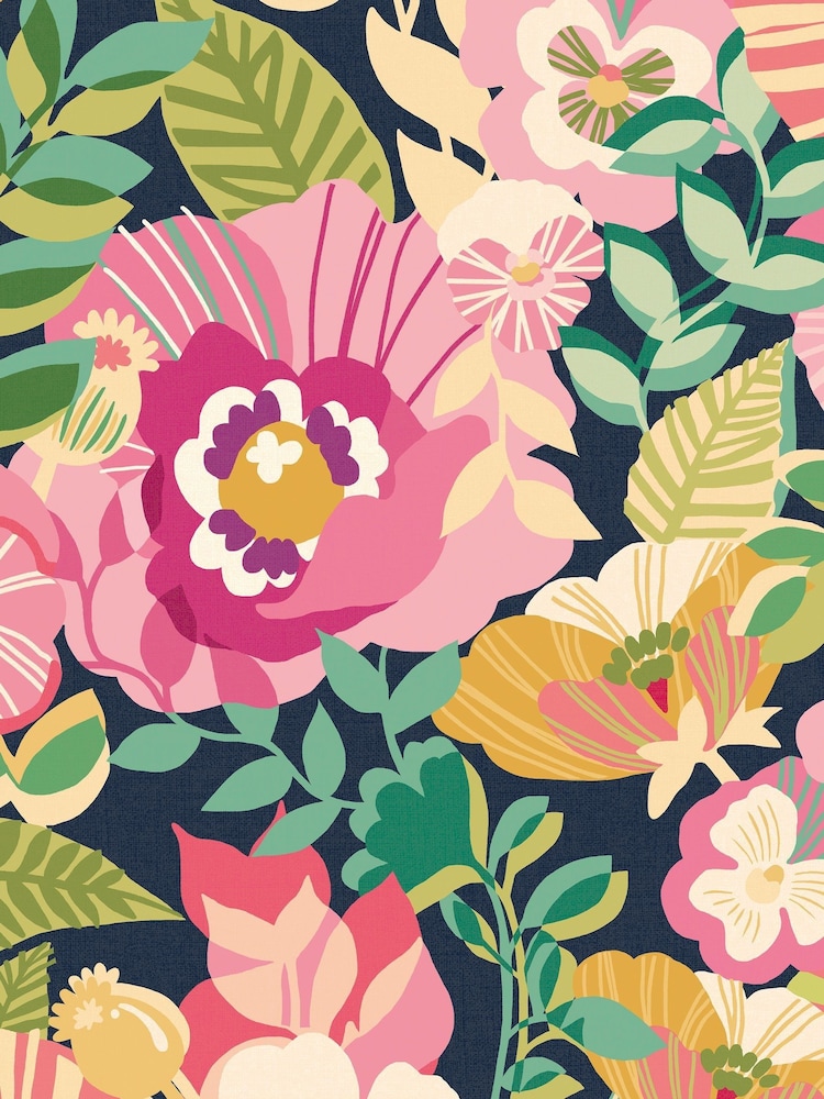 Ohpopsi Midnight Garden Poppies + Pansies 10M Wallpaper - Image 2 of 2