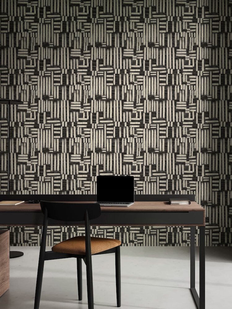 Ohpopsi Ebony Interlace 10M Wallpaper - Image 1 of 2