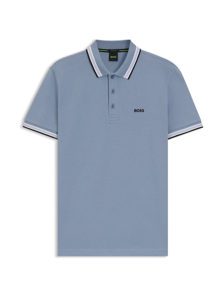 BOSS Steel Blue Regular Fit Short Sleeve Paddy Polo Shirt - Image 1 of 1 BOSS Steel Blue Regular Fit Short Sleeve Paddy Polo Shirt - Image 1 of 1