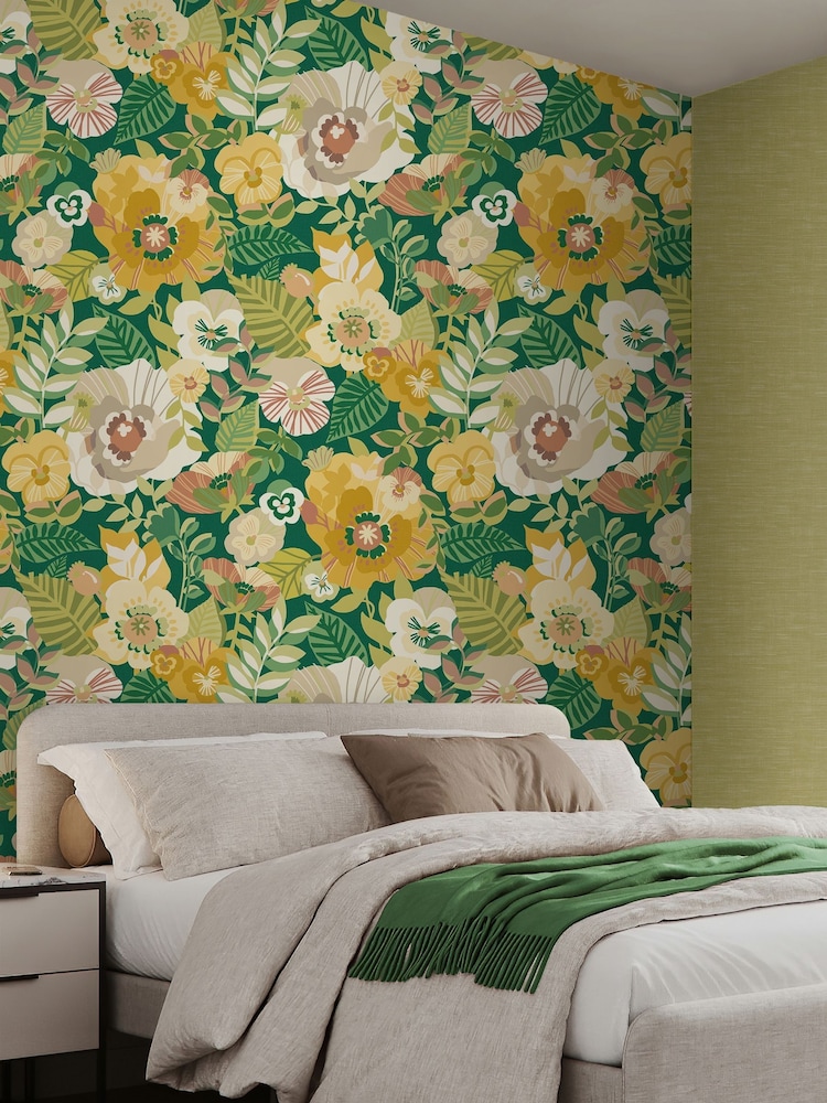 Ohpopsi FOREST GROVE Poppies + Pansies 10M Wallpaper - Image 1 of 2