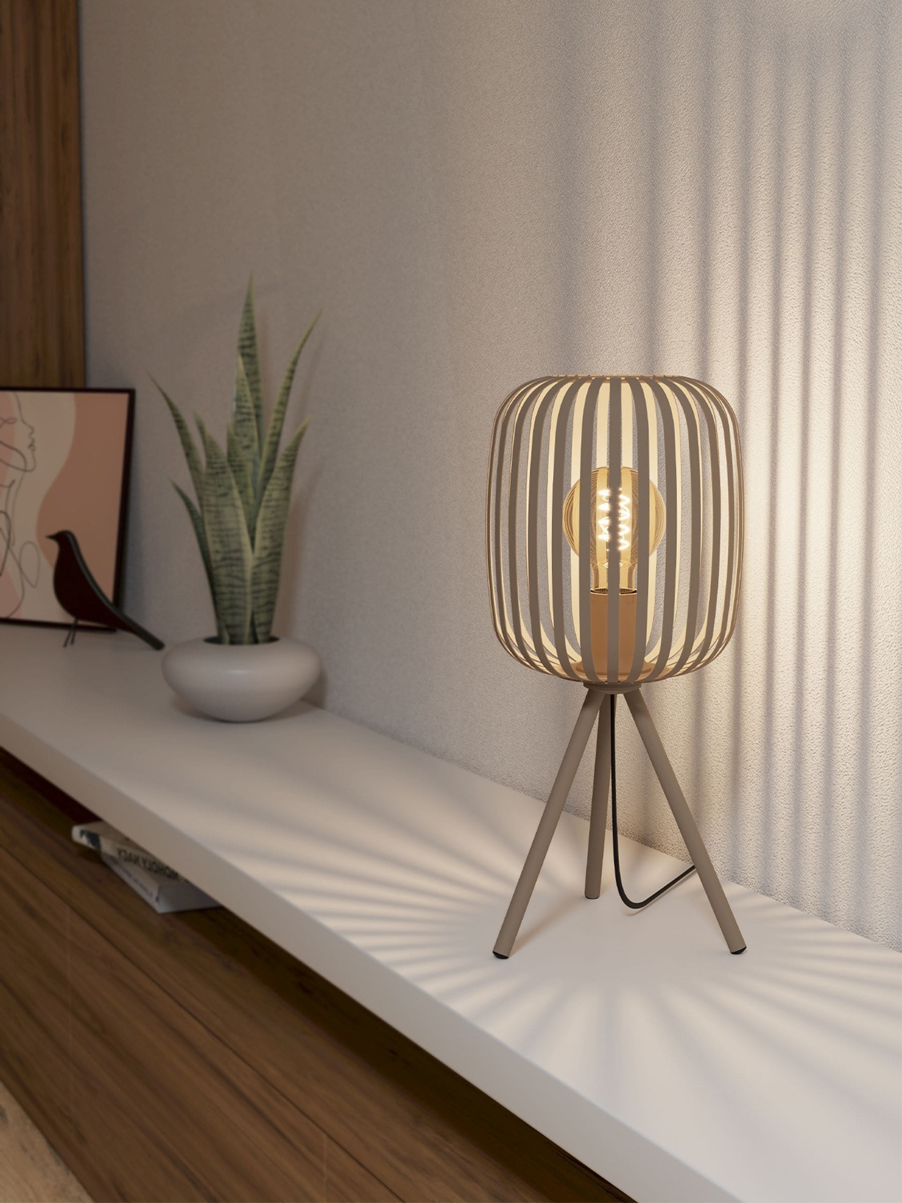 Eglo Unisex Sandy Romazzina Minimalist Steel Caged Tripod Table Lamp