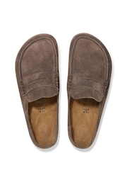 Birkenstock Concrete Grey Naples Wrapped Suede Backless Loafers - Image 2 of 2