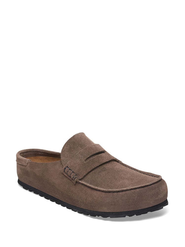 Birkenstock Concrete Grey Naples Wrapped Suede Backless Loafers - Image 3 of 3 Birkenstock Concrete Grey Naples Wrapped Suede Backless Loafers - Image 3 of 3