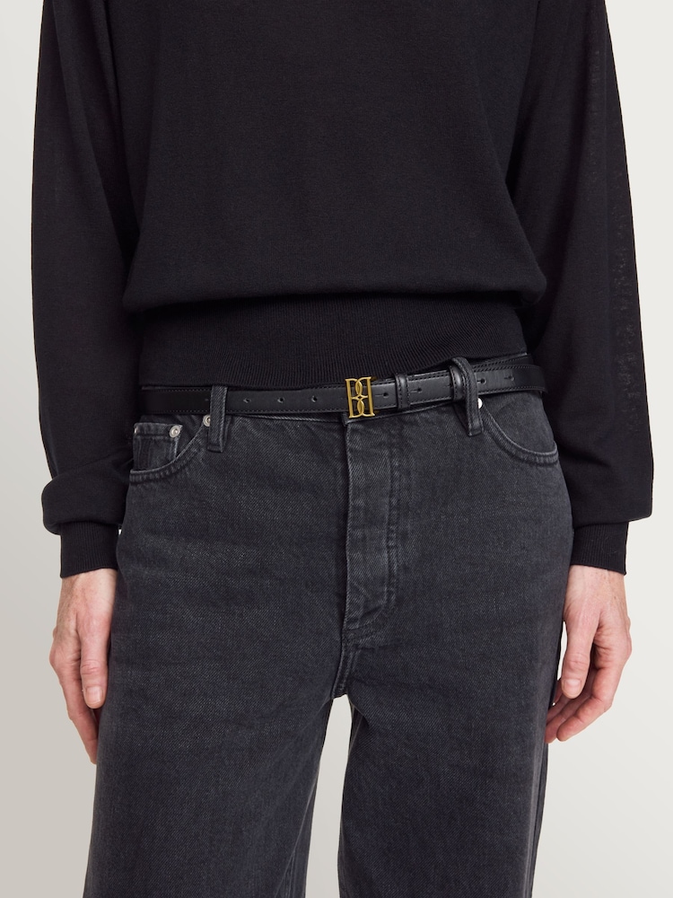 By Malene Birger Black Marlos Leather Logo Belt - Image 2 of 2 By Malene Birger Black Marlos Leather Logo Belt - Image 2 of 2