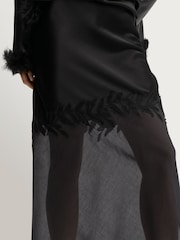 By Malene Birger Black Angelina Satin Sheer Panel Skirt - Image 2 of 4