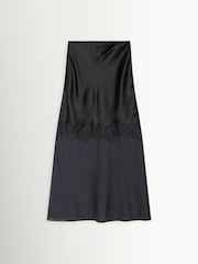 By Malene Birger Black Angelina Satin Sheer Panel Skirt - Image 4 of 4