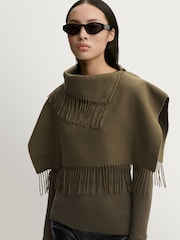 By Malene Birger Green Turtla Fringed Wool Bib Scarf - Image 1 of 3