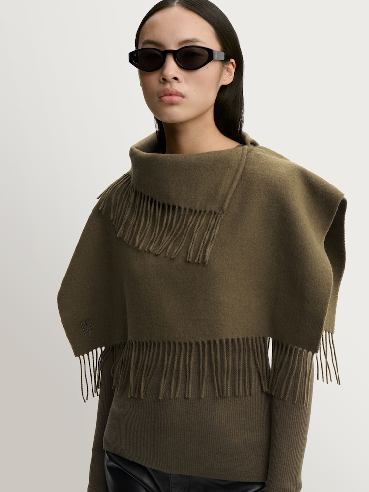 By Malene Birger Green Turtla Fringed Wool Bib Scarf - Image 1 of 3 By Malene Birger Green Turtla Fringed Wool Bib Scarf - Image 1 of 3
