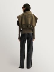 By Malene Birger Green Turtla Fringed Wool Bib Scarf - Image 2 of 3