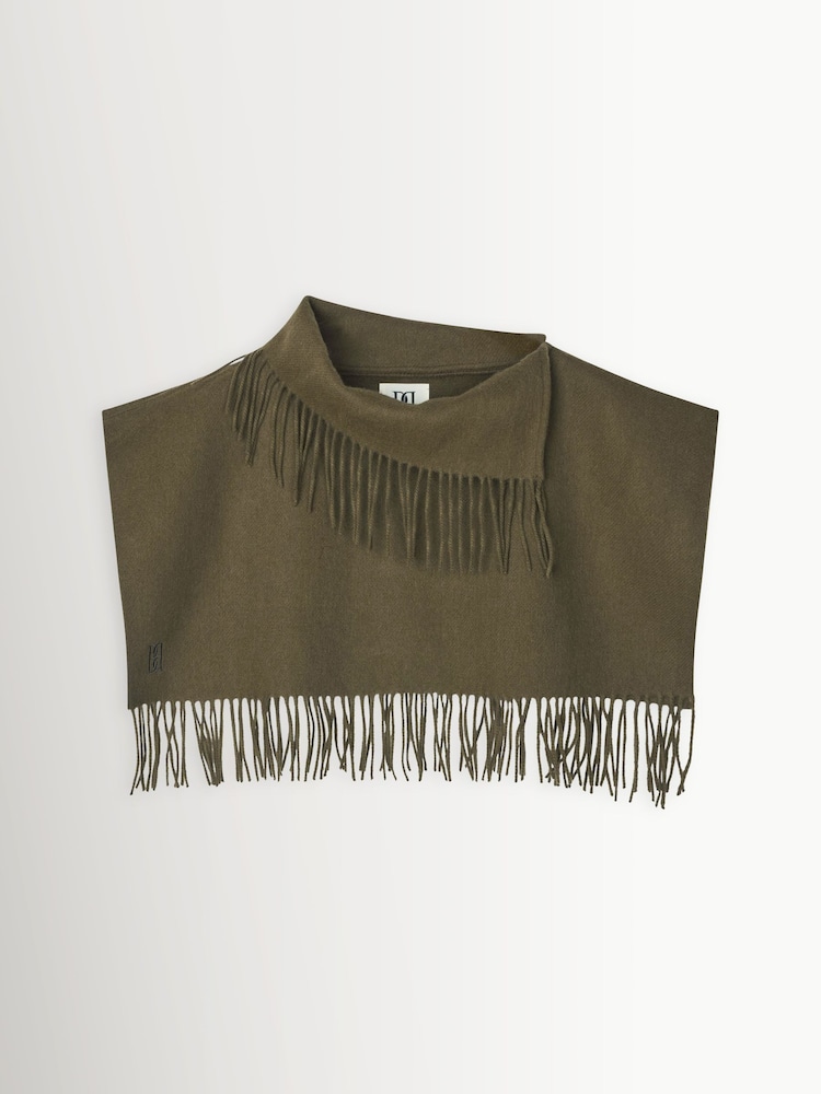 By Malene Birger Green Turtla Fringed Wool Bib Scarf - Image 3 of 3 By Malene Birger Green Turtla Fringed Wool Bib Scarf - Image 3 of 3
