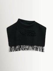 By Malene Birger Black Turtla Fringed Wool Bib Scarf - Image 2 of 2