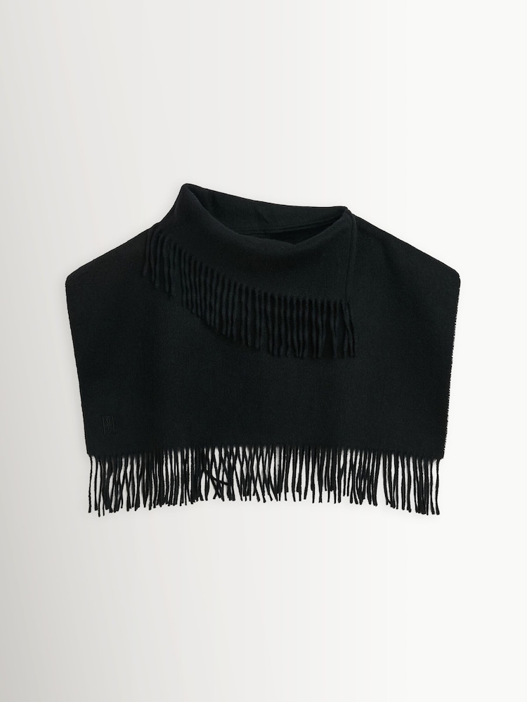 By Malene Birger Black Turtla Fringed Wool Bib Scarf - Image 2 of 2 By Malene Birger Black Turtla Fringed Wool Bib Scarf - Image 2 of 2