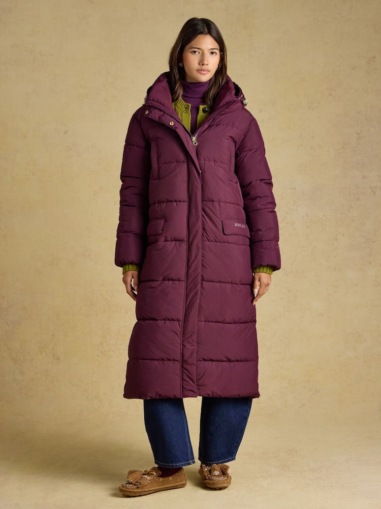 Joules Matchday Purple Longline Oversized Showerproof Coat - Image 1 of 10
