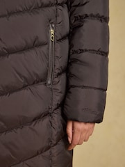 Joules Moorsdale Chocolate Brown Mid Length Showerproof Padded Coat with Hood - Image 5 of 9