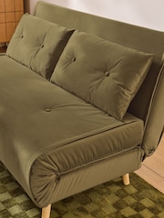 MADE.COM Fern Green Velvet Large Haru 2 Seater Sofa Bed - Image 3 of 6