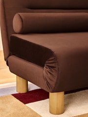 MADE.COM Chocolate Brown Velvet Large Maxton 2 Seater Sofa Bed - Image 3 of 6