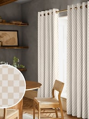Natural Chequerboard Made to Measure Curtains - Image 1 of 9