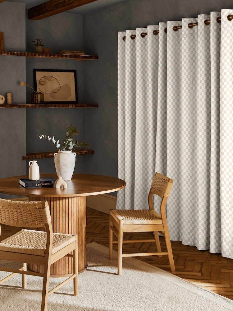 Natural Chequerboard Made to Measure Curtains - Image 2 of 9