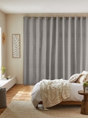 Charcoal Grey Brushed Stripe Made to Measure Curtains - Image 2 of 9