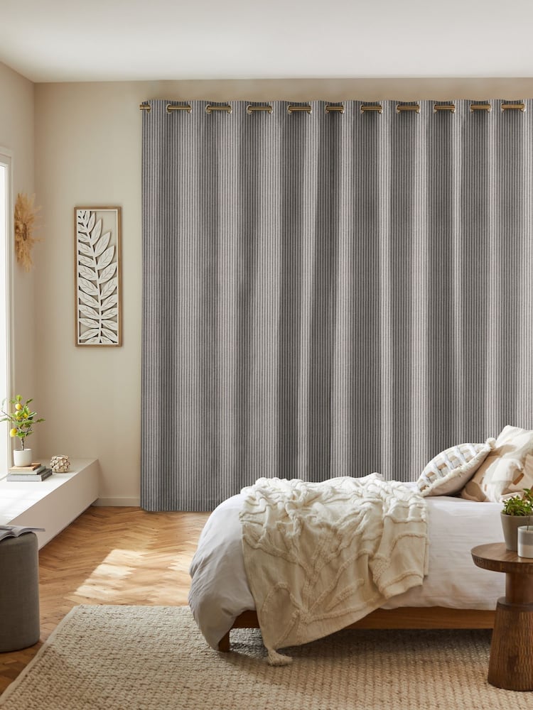 Charcoal Grey Brushed Stripe Made to Measure Curtains - Image 2 of 9
