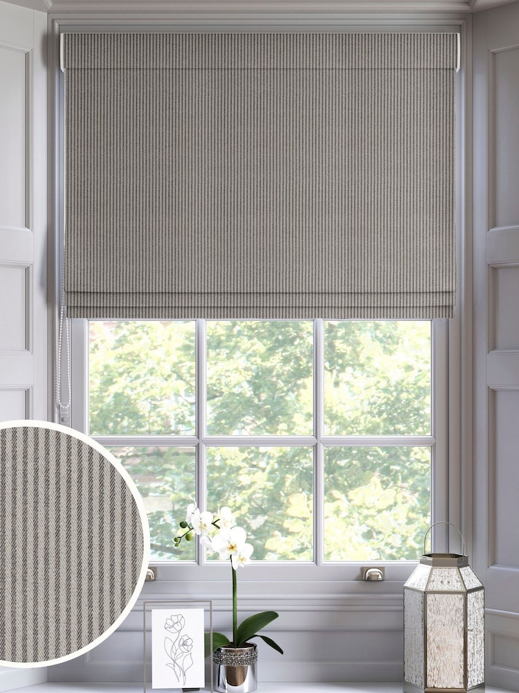 Charcoal Grey Brushed Stripe Made to Measure Roman Blind - Image 1 of 6
