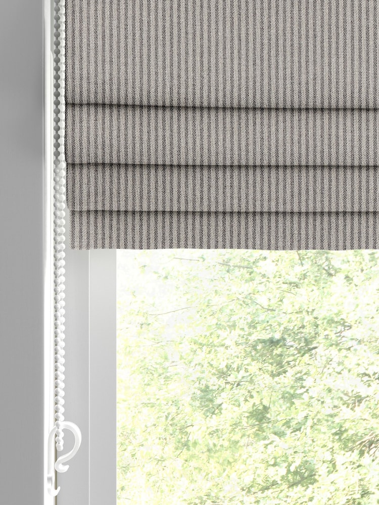Charcoal Grey Brushed Stripe Made to Measure Roman Blind - Image 2 of 6