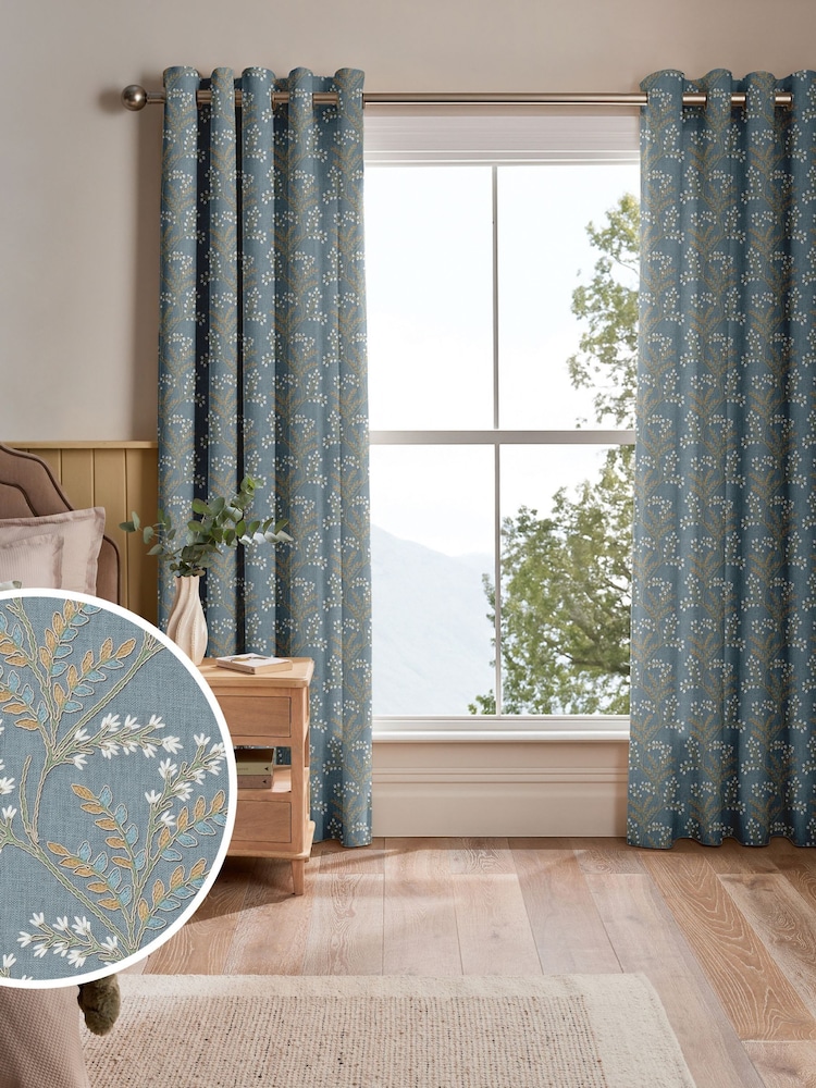 Blue Luxe Blue Floral Made to Measure Curtains - Image 1 of 9