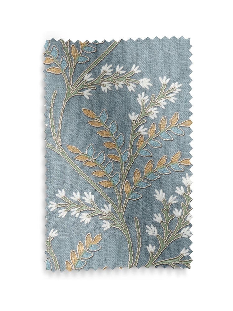 Blue Luxe Blue Floral Made to Measure Curtains - Image 9 of 9