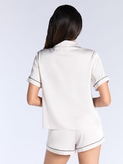 乳白色 - Boux Avenue Luxe 緞面短款睡衣套裝 - 圖片 3/5