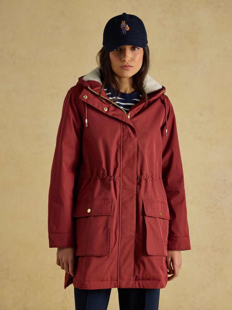 Joules Evercosy Rust Brown Borg Lined Waterproof Raincoat With Hood - Image 1 of 12 Joules Evercosy Rust Brown Borg Lined Waterproof Raincoat With Hood - Image 1 of 12