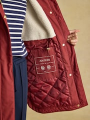 Joules Evercosy Rust Brown Borg Lined Waterproof Raincoat With Hood - Image 10 of 12