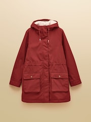 Joules Evercosy Rust Brown Borg Lined Waterproof Raincoat With Hood - Image 12 of 12