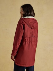 Joules Evercosy Rust Brown Borg Lined Waterproof Raincoat With Hood - Image 2 of 12
