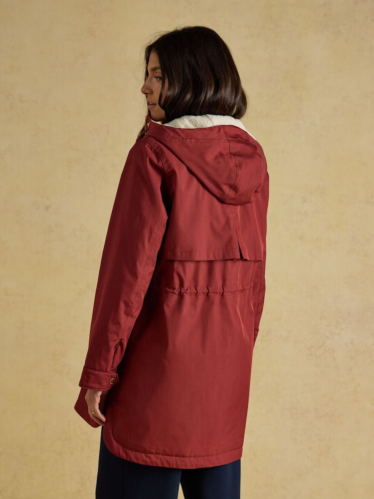 Joules Evercosy Rust Brown Borg Lined Waterproof Raincoat With Hood - Image 2 of 12 Joules Evercosy Rust Brown Borg Lined Waterproof Raincoat With Hood - Image 2 of 12