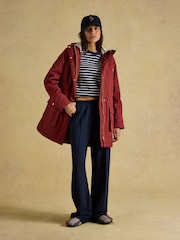 Joules Evercosy Rust Brown Borg Lined Waterproof Raincoat With Hood - Image 5 of 12