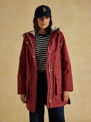 Joules Evercosy Rust Brown Borg Lined Waterproof Raincoat With Hood - Image 7 of 12