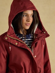 Joules Evercosy Rust Brown Borg Lined Waterproof Raincoat With Hood - Image 8 of 12