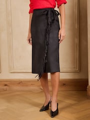 Love & Roses Suedtte Fringe Midi Skirt - 6суретінің 1 суреті