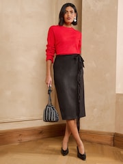 Love & Roses Suedtte Fringe Midi Skirt - 6суретінің 2 суреті