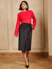 Love & Roses Suedtte Fringe Midi Skirt - 6суретінің 5 суреті